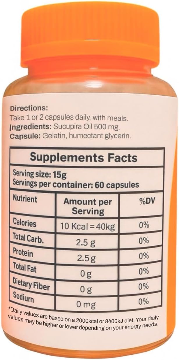 Aceite de Sucupira (Pterodon emarginatus) 500 mg - 60 Cápsulas - De Origen Vegetal