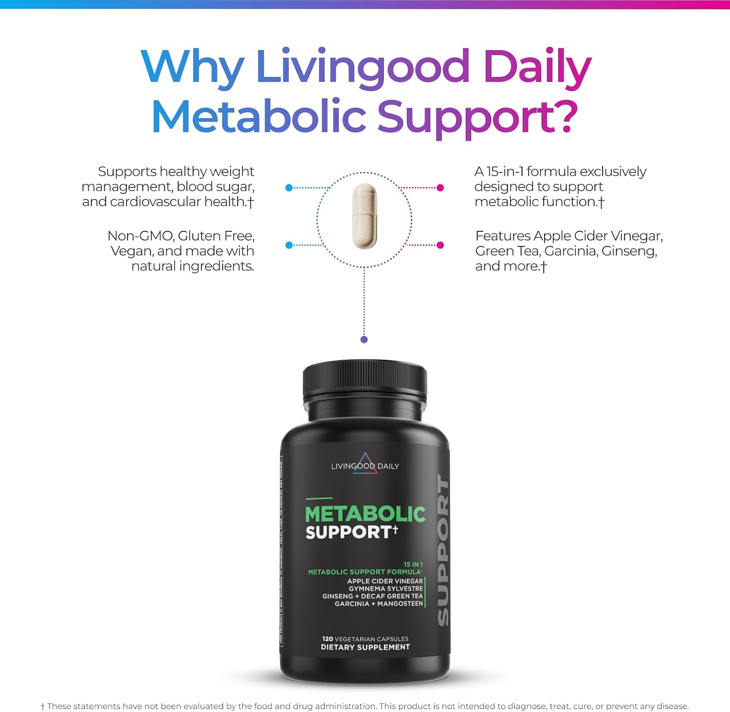Livingood Daily Metabolism Booster - Apoyo Metabólico (120 Cápsulas Vegetales)