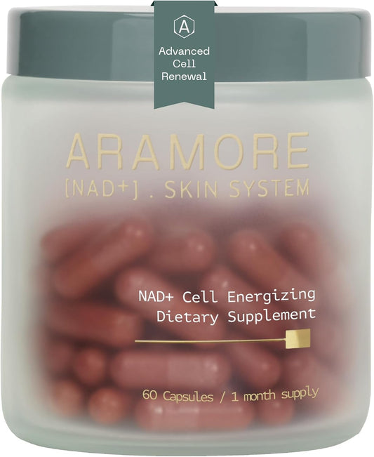 Aramore NAD+ Suplemento Energizante Celular para Antiaging, Salud Celular y Cuidado de la Piel, 30 Días