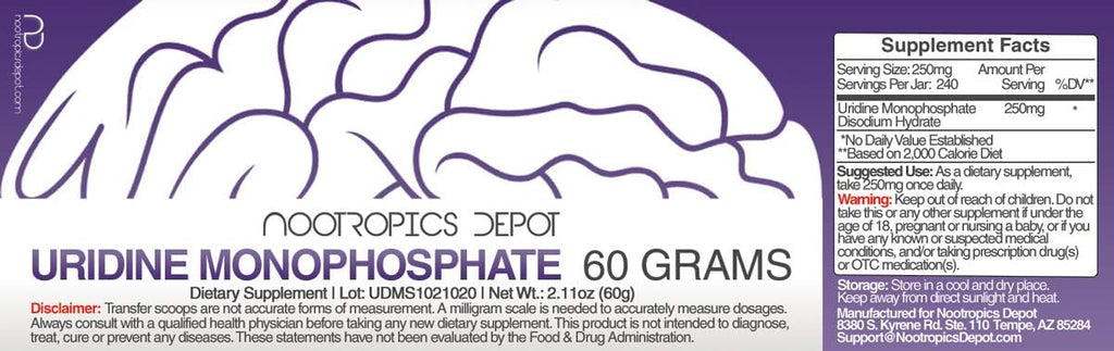 Nootropics Depot Uridina Monofosfato en Polvo | 60 Gramos | Sal Disódica