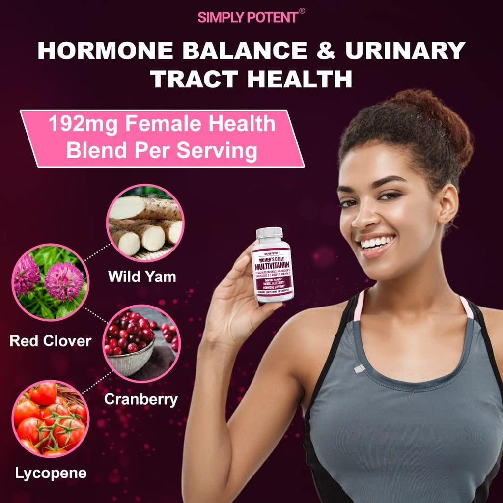 Simply Potent Multivitamínico para Mujeres – 37 Vitaminas y Minerales con Biotina, Té Verde y Complejo B, 60 Cápsulas
