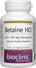 Bioclinic Naturals Betaine HCL con Fenogreco 60 Cápsulas Vegetales