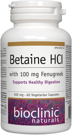 Bioclinic Naturals Betaine HCL con Fenogreco 60 Cápsulas Vegetales