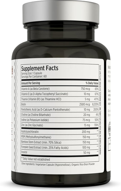 LES Labs Hair Health – 60 Cápsulas – La biotina contribuye al funcionamiento normal del sistema nervioso. – Image 2