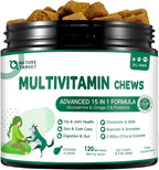 NATURE TARGET Multivitamínico para Perros - con MSM y Glucosamina, Omega 3 y 6, Probióticos para Salud Digestiva, Apoyo Articular, Piel y Pelo, Sistema Inmune y Salud General - 120 Comprimidos Blandos