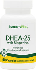 NaturesPlus DHEA-25 con Bioperina - 60 Cápsulas - Sin Gluten