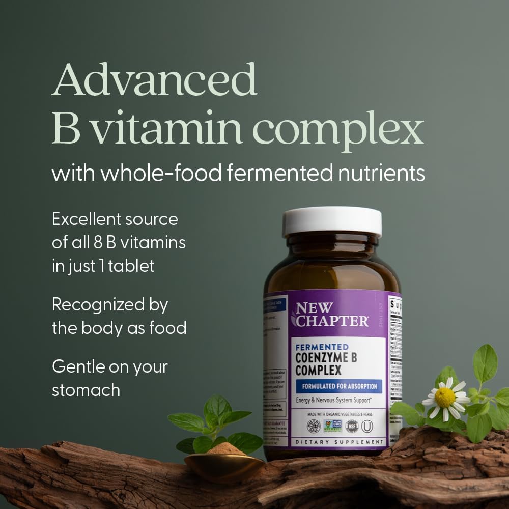 New Chapter Fermented B Complex: Vitamin B12, B6, Biotin & Organic Herbs - 90 tablets