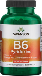 Swanson Vitamina B6 Piridoxina - 100mg, 250 Cápsulas