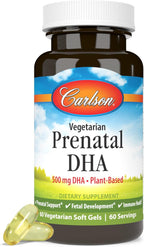 Carlson - DHA Prenatal Vegetariano, 500 mg DHA, De Origen Vegetal, Sostenible, 60 Cápsulas Blandas