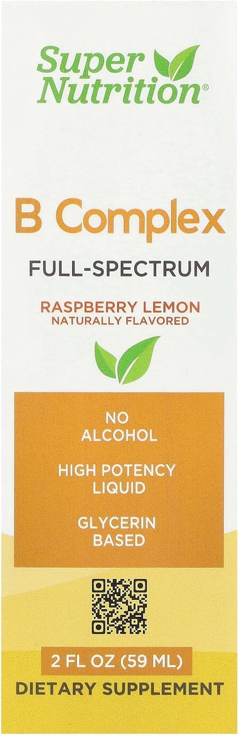 SuperNutrition B Complex Full Spectrum - Complejo B Líquido con Vitamina B12, Biotina y Niacina - Sabor Frambuesa Limón - 59 ml