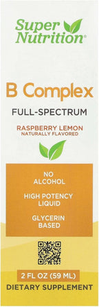 SuperNutrition B Complex Full Spectrum - Complejo B Líquido con Vitamina B12, Biotina y Niacina - Sabor Frambuesa Limón - 59 ml