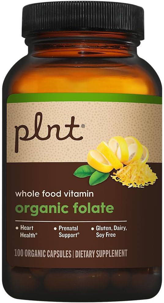 Folate Orgánico - Apoyo Prenatal de Alimentos Integrales - 800mcg de Ácido Fólico (100 Cápsulas)
