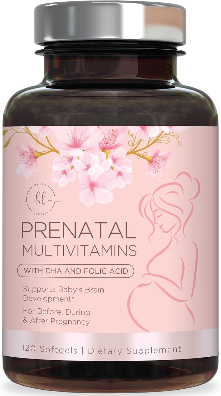 Vitaminas Prenatales con Ácido Fólico + Omega 3 DHA - 60 Cápsulas Blandas