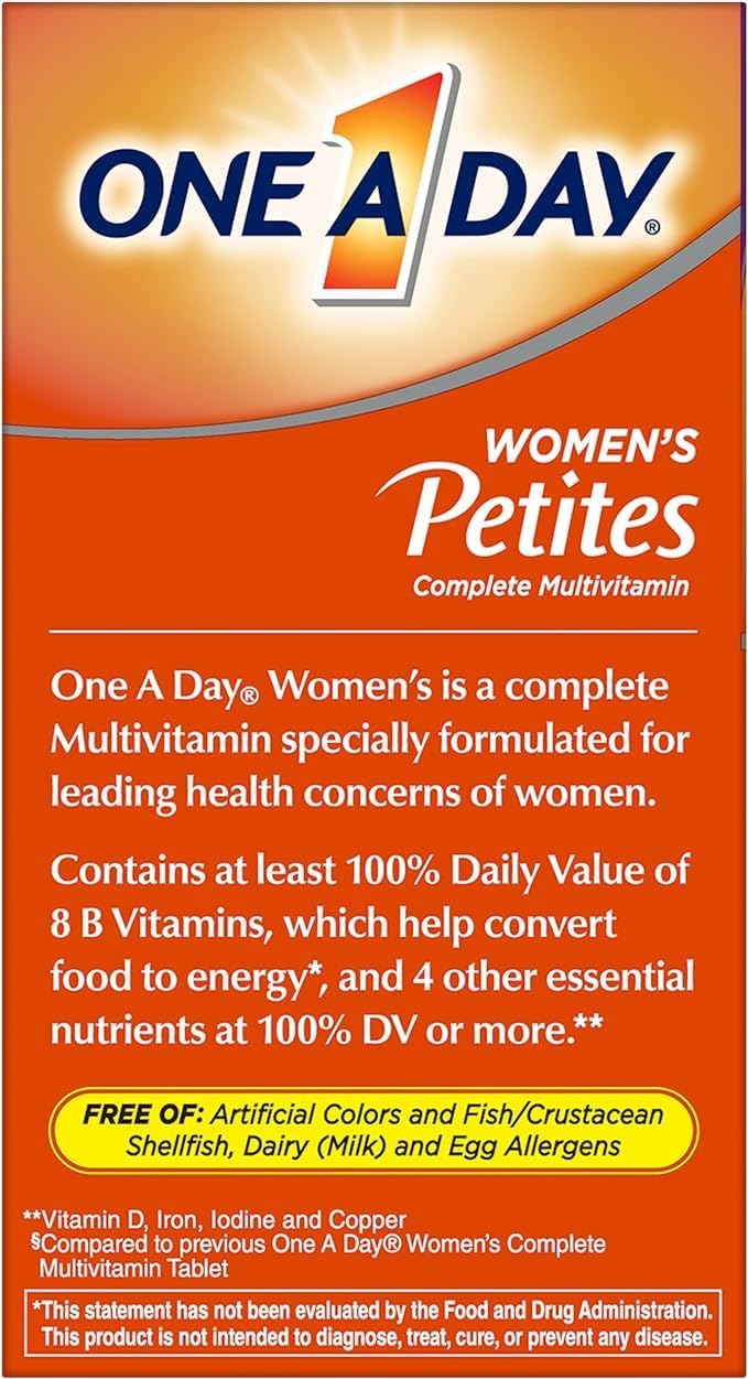 ONE A DAY Women's Petites Multivitamin with Vitamin A, C, D, E and Zinc, 160 Count (Pack of 2)
