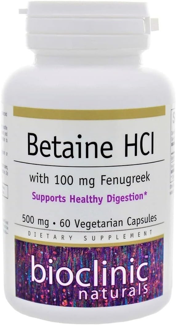 Bioclinic Naturals Betaine HCl con Fenugreek 60 Cápsulas Vegetales