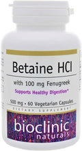 Bioclinic Naturals Betaine HCl con Fenugreek 60 Cápsulas Vegetales