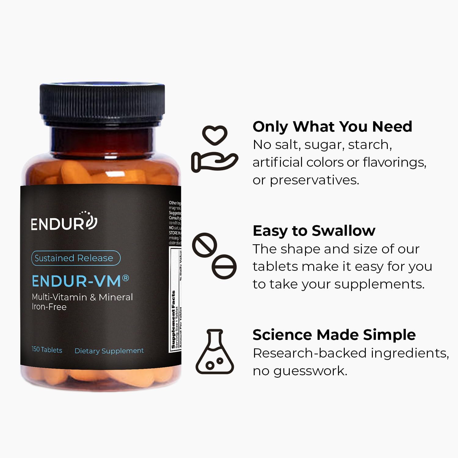 ENDUR-VM - Multivitamínico Sin Hierro (Liberación Sostenida) - 150 comprimidos