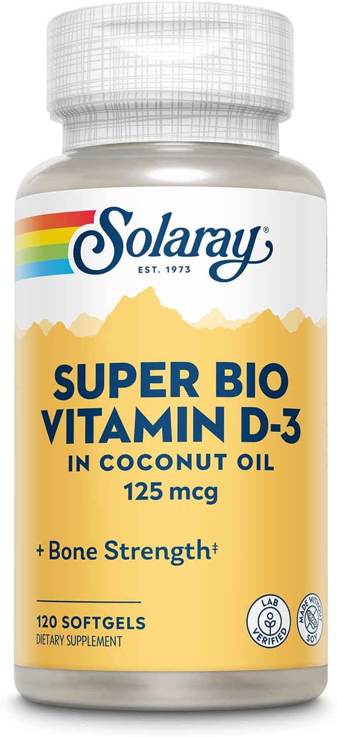 SOLARAY Super Bio Vitamin D3 in Coconut Oil - 5000 IU - 120 Softgels