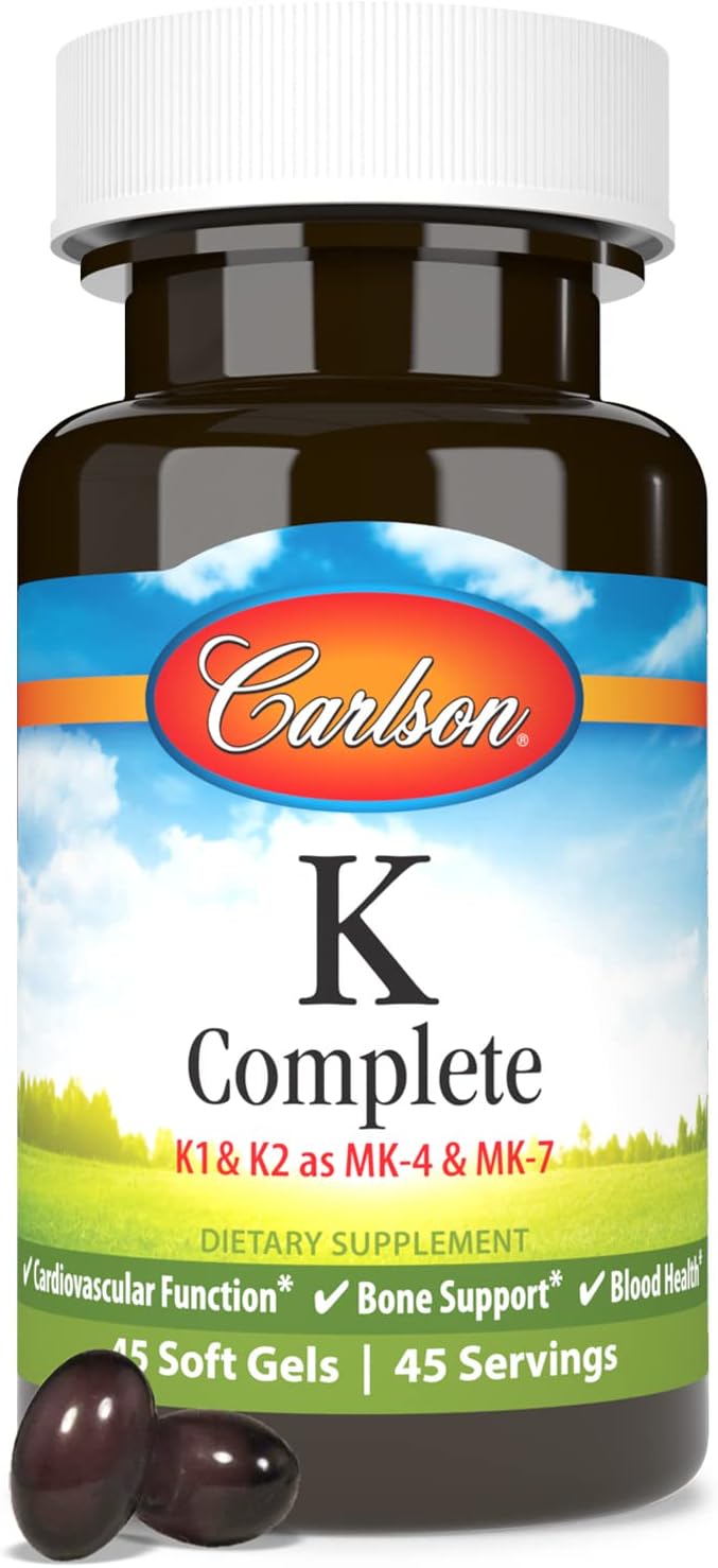 Carlson K Complete, Vitamin K1 & K2 (MK-4 & MK-7), 45 Soft Gels