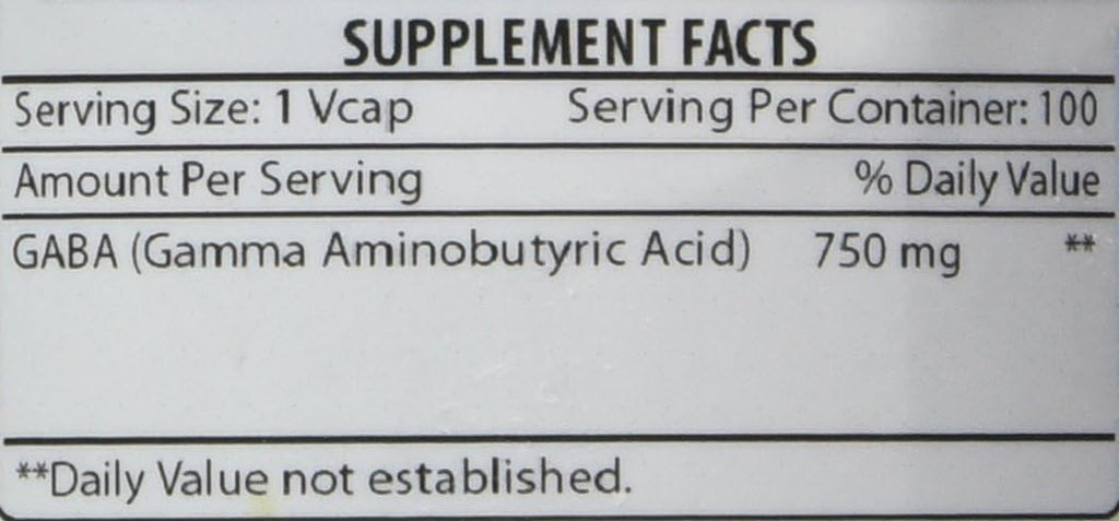 Amazing Formulas GABA 750 mg per Capsule - 100 Vegan Capsules