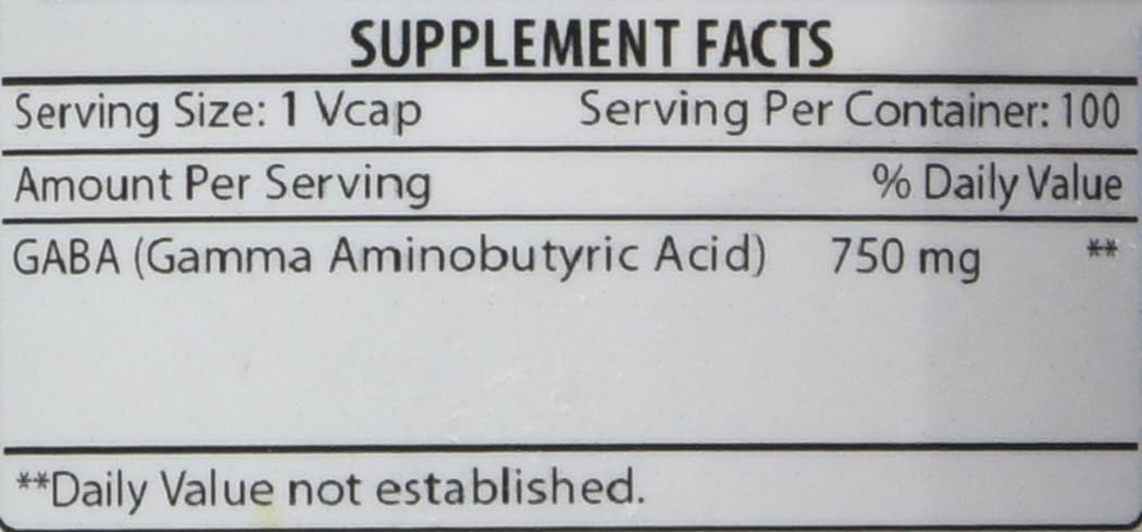 Amazing Formulas GABA 750 mg per Capsule - 100 Vegan Capsules