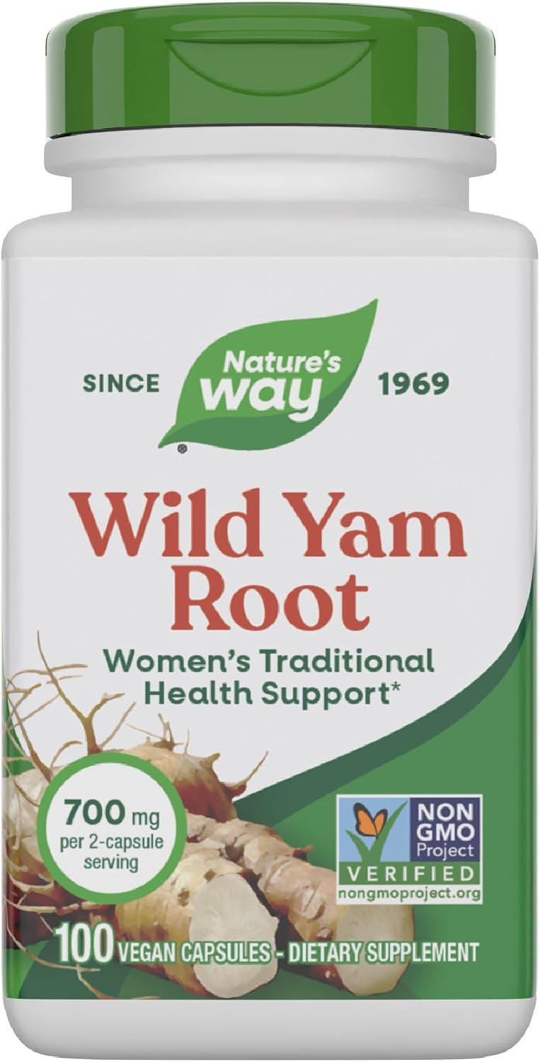 Nature's Way Cápsulas de Raíz de Ñame Silvestre, 700 mg por 2 cápsulas, 180 cápsulas veganas