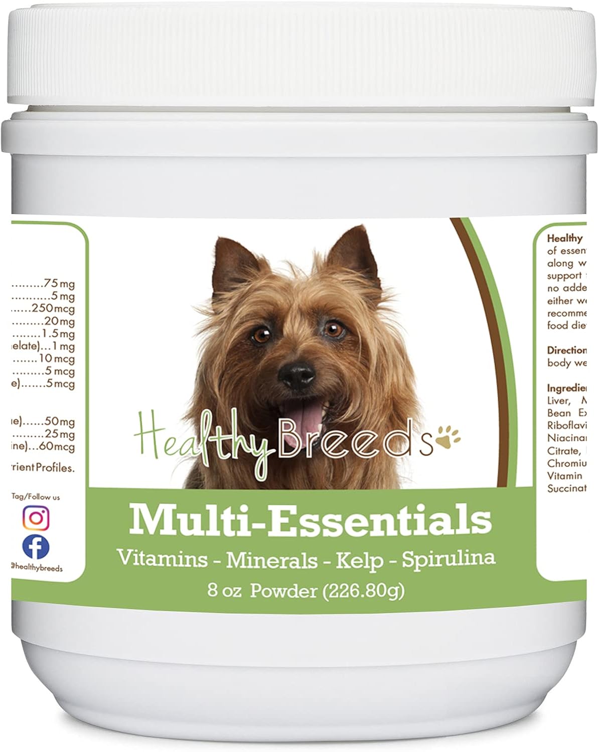 Healthy Breeds Australian Terrier Multi-Essentials Powder para Perros - Complemento de Vitaminas, Minerales y Antioxidantes - 227 g