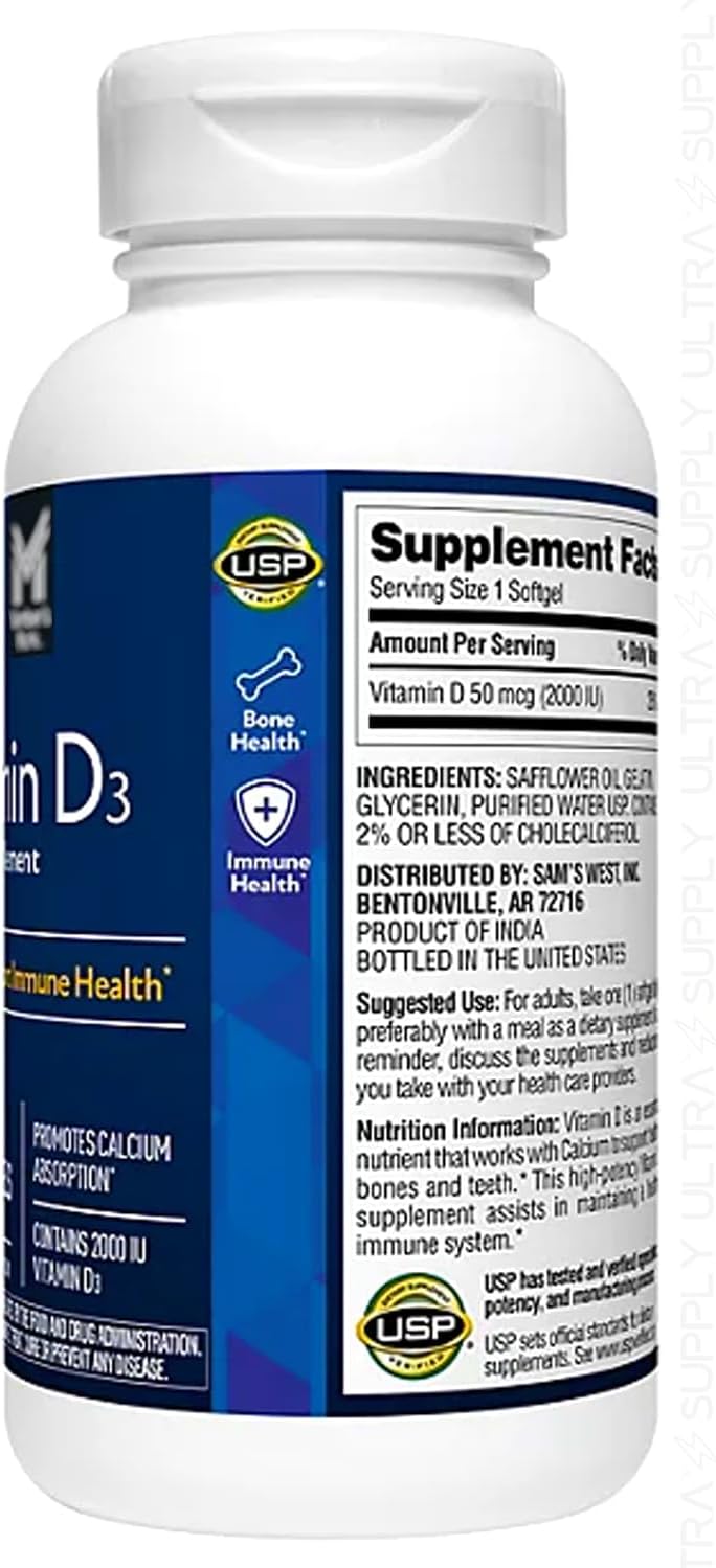 Members Mark Vitamina D3 2000 UI (50 mcg) - 400 Cápsulas Blandas