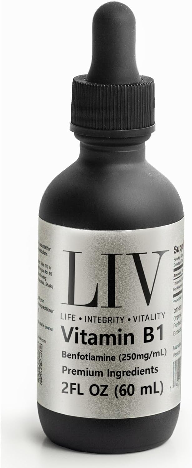 LIV Vitamina B1 Líquida – Tiamina y Benfotiamina para el Metabolismo y el Sistema Nervioso – 60 mL