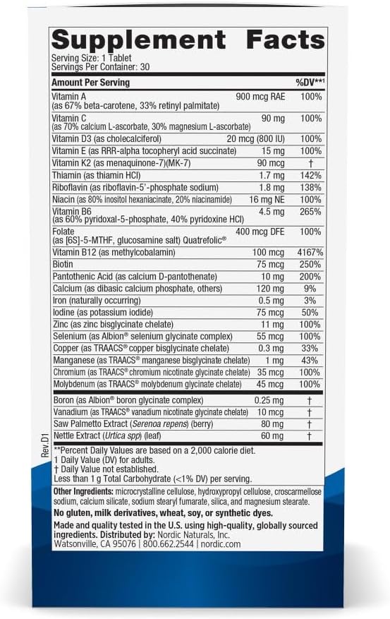 Nordic Naturals Multivitamínico para Hombres One Daily - 30 Comprimidos
