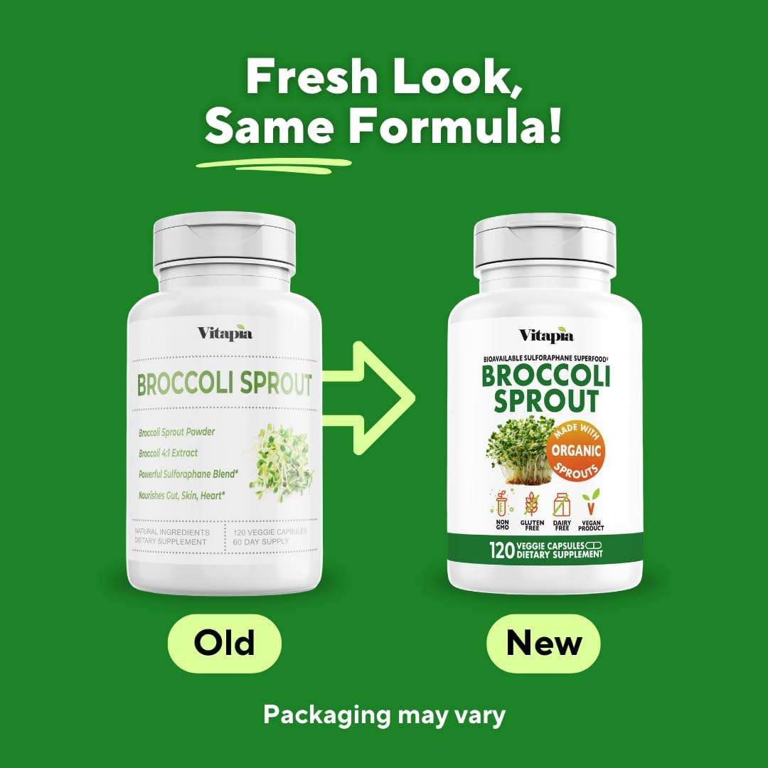 Vitapia Brócoli Germinado y Extracto de Brócoli Orgánico con Sulforafano - 120 Cápsulas Vegetales