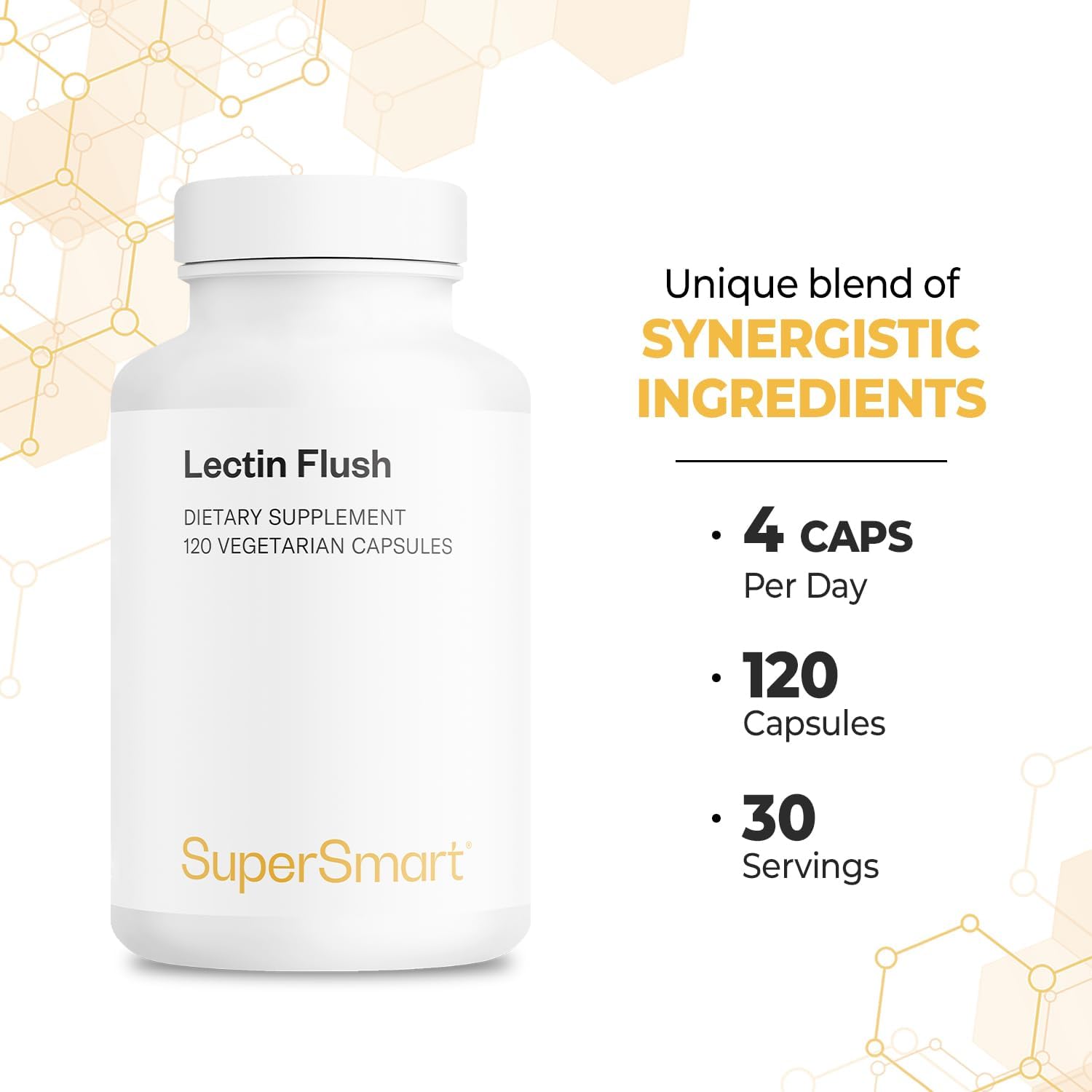Supersmart - Lectin Flush - Bloqueador de Lectinas - Apoyo Digestivo y Detox - 120 Cápsulas Vegetales