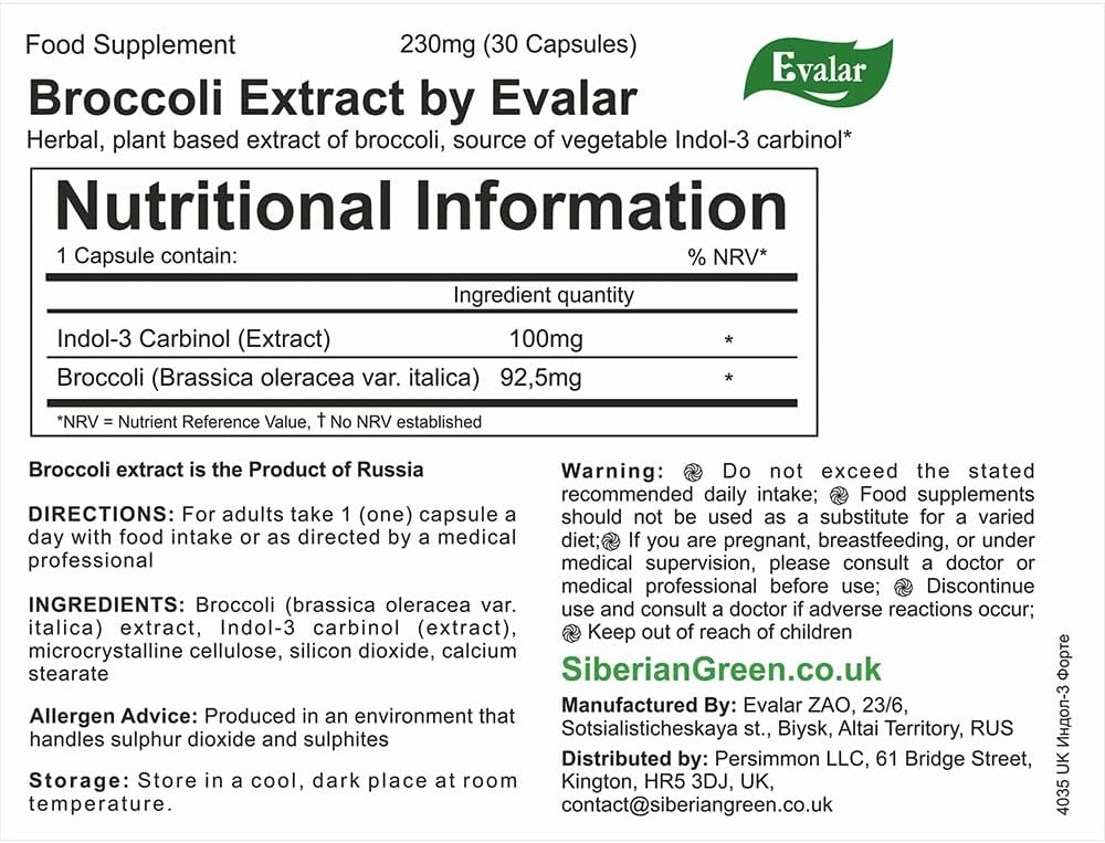 Evalar Extracto de Brócoli con Indol-3-Carbinol - 30 Cápsulas