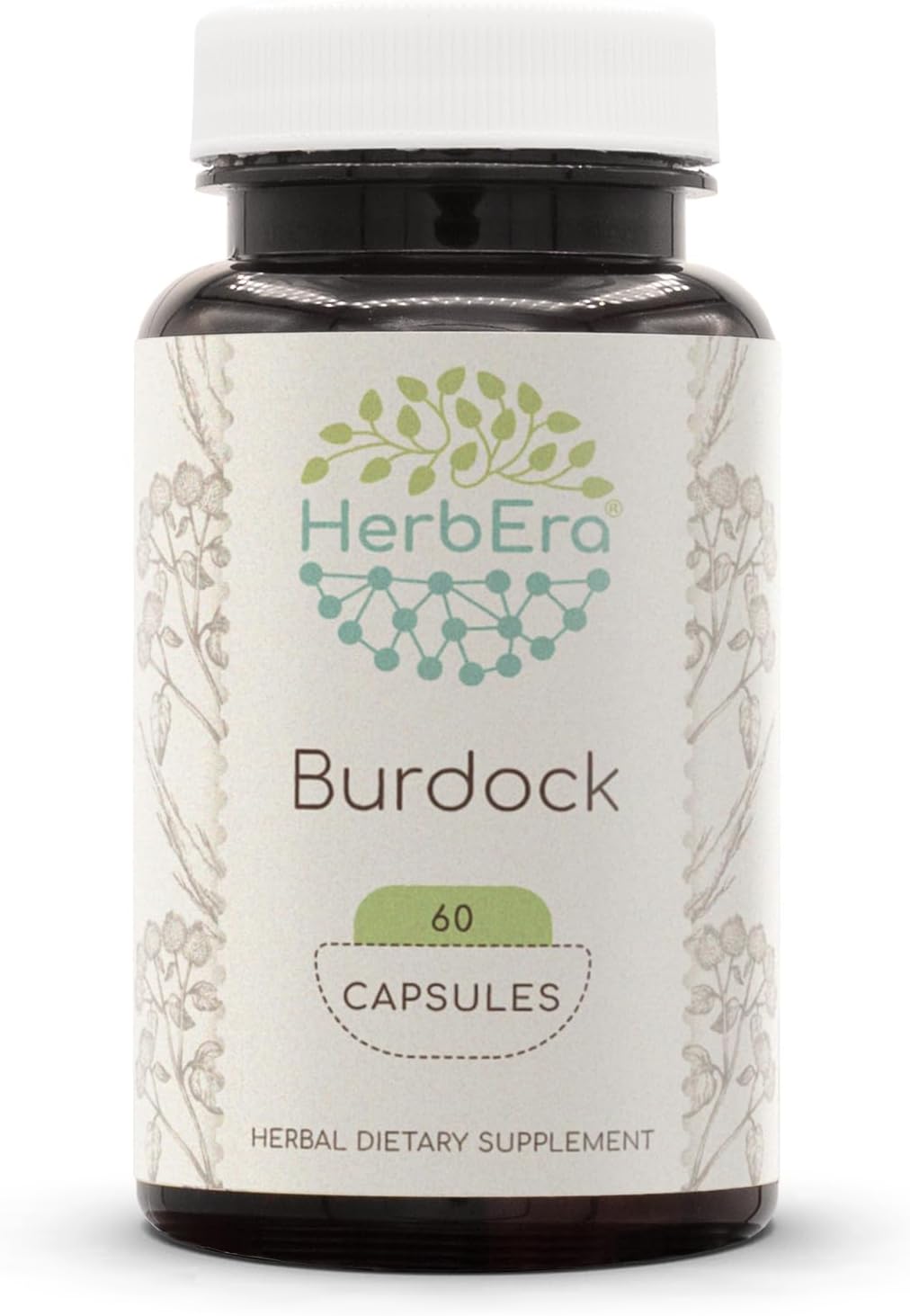 HerbEra Burdock 120 Cápsulas, 500 mg, Raíz Seca de Bardana (Arctium Lappa)