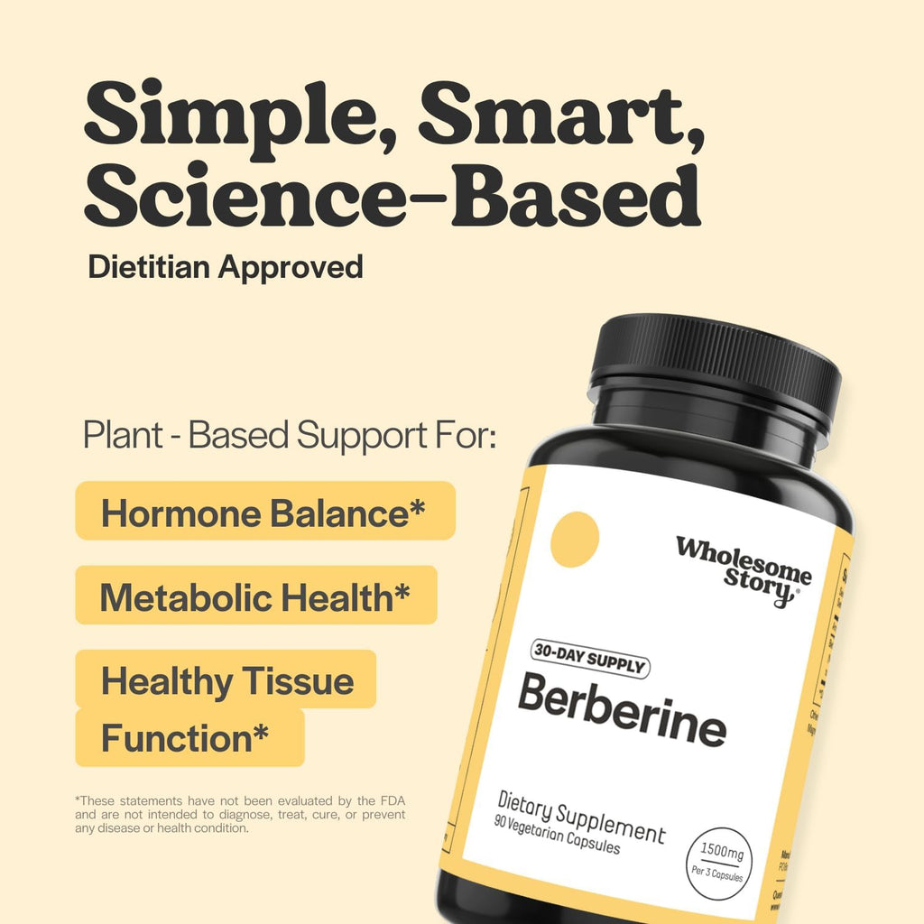 Wholesome Story Berberina 1500mg - 90 Cápsulas de Berberina HCL con 97% de Pureza Estandarizada