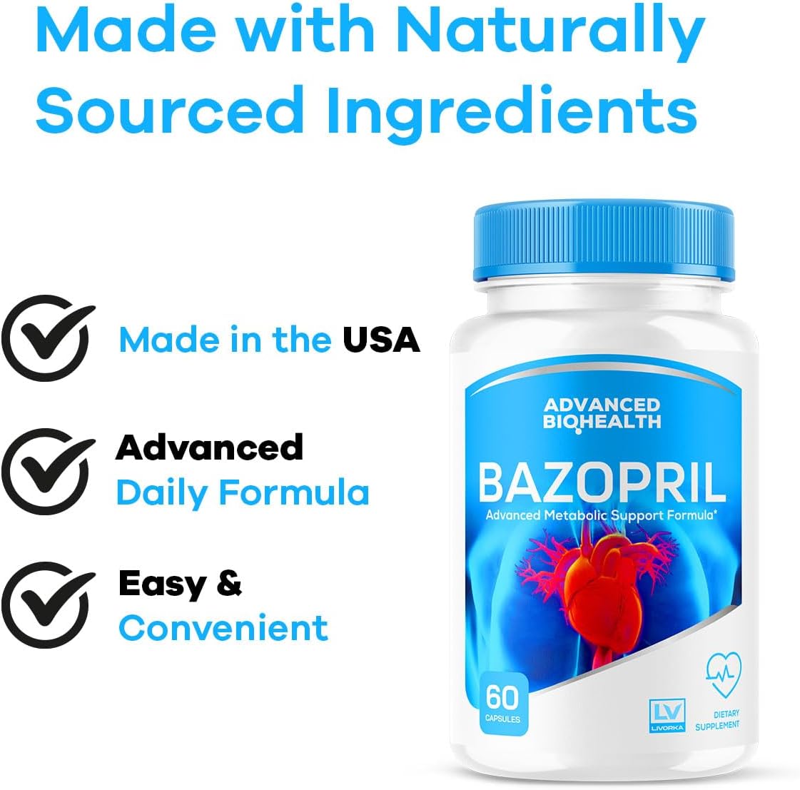 (Pack de 3) Cápsulas Bazopril - Fórmula Avanzada Oficial para el Apoyo al Equilibrio de la Salud Sanguínea, Suplemento Natural para el Bienestar General, 180 Cápsulas para 3 Meses