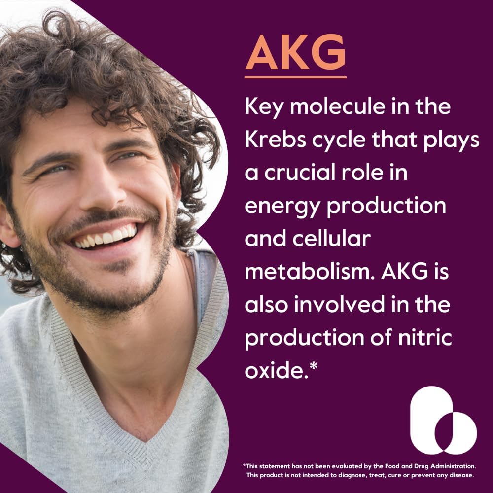 BESTVITE AKG (Ácido Alfa-Cetoglutárico) 1000mg por Dosis - 240 Cápsulas Vegetarianas