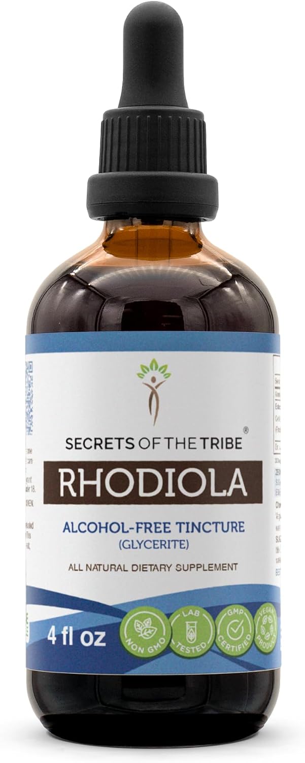 Secrets of the Tribe – Tintura de Rhodiola Rosea Sin Alcohol (Glicerita) 655 mg, 118 ml