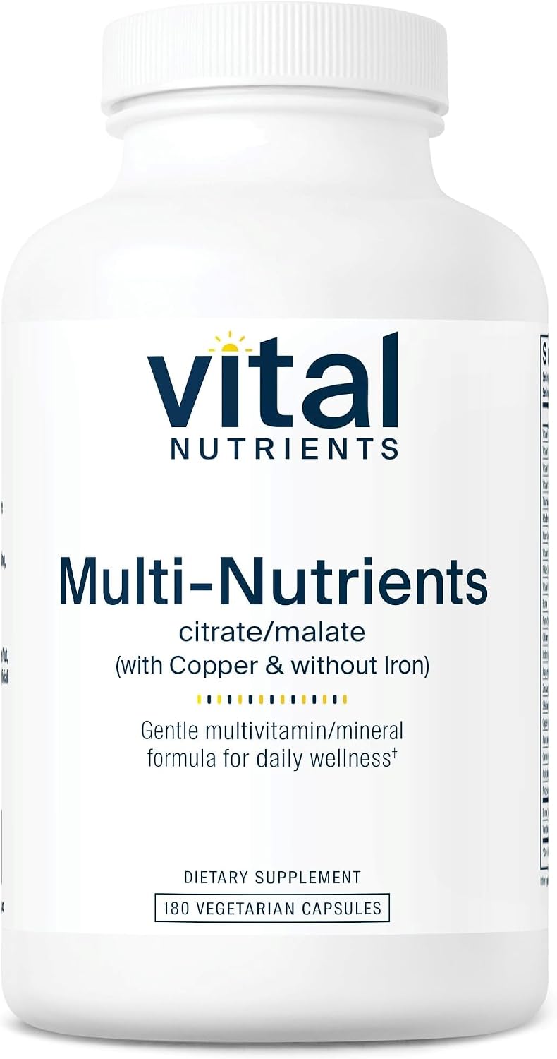 Vital Nutrients Multi-Nutrients 2 - Citrate/Malate Formula (with Copper and no Iron) - Multivitamin and Mineral with Antioxidants - 180 Vegetarian Capsules