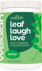 Wellah Leaf, Laugh, Love Super Greens Powder (Sin Sabor) 30 Porciones - Mezcla de Superalimentos