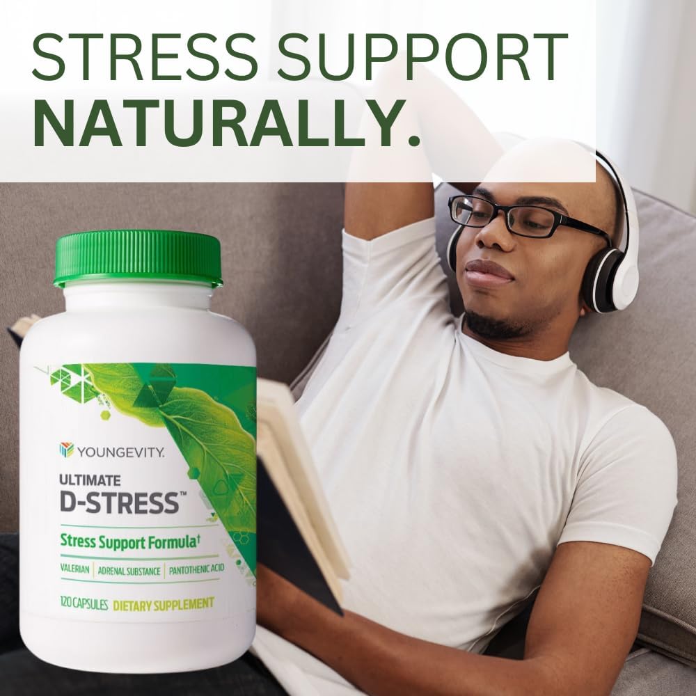 Youngevity Ultimate D-Stress – Suplemento para el alivio del estrés con magnesio, valeriana y vitaminas B – 120 cápsulas