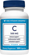 The Vitamin Shoppe Vitamina C 500 mg – Apoyo inmunológico, protección antioxidante y formación de colágeno (100 cápsulas)