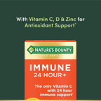 Nature's Bounty Immune 24 Hour +, Vitamina C con Ester-C, 1000 mg, Vitamina D y Zinc, Cápsulas Blandas, 50 Unidades