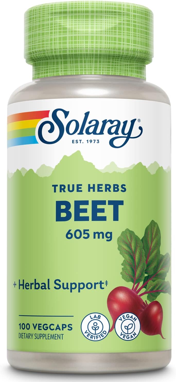SOLARAY Beet Root 605mg | 100 Cápsulas Vegetales | Vegano