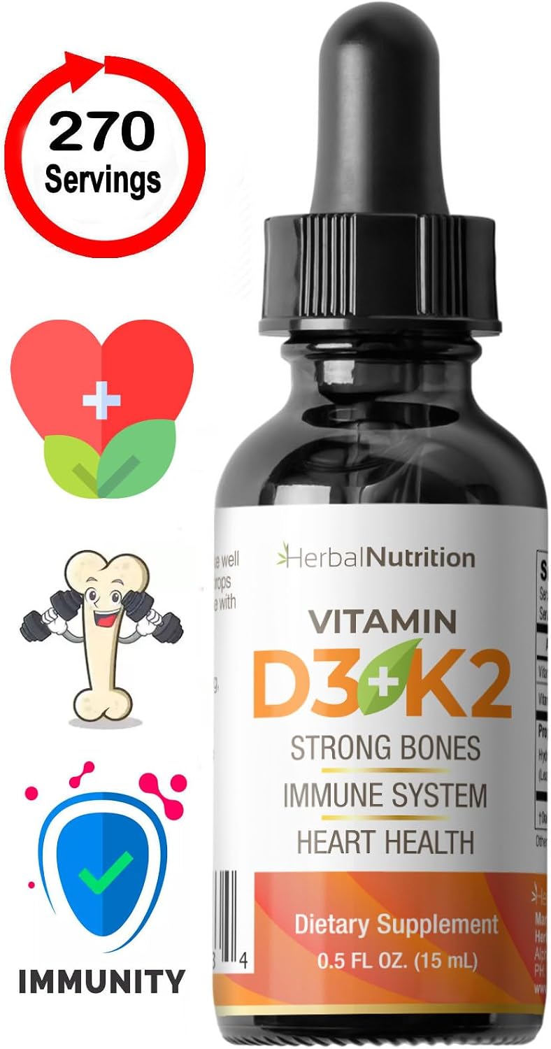Complejo de Vitamina D3 y K2 5000 UI con K2 MK-7, 270 Dosis