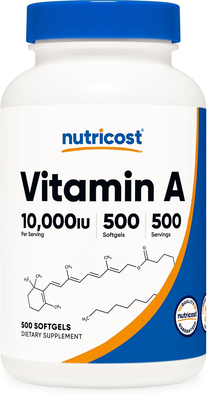 Nutricost Vitamina A 10.000 UI, 500 Cápsulas Blandas (3 Frascos)