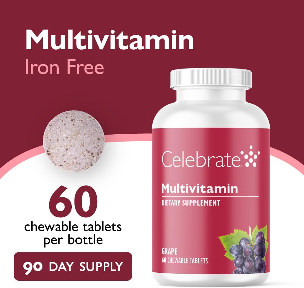 Celebrate Vitamins Multivitamínico Bariátrico Masticable Sin Hierro - Sabor Uva (180 Comprimidos)