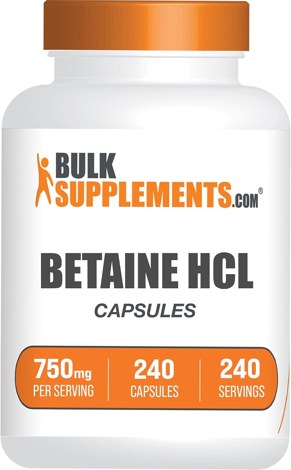 Cápsulas de Betaína HCl - 750 mg - 240 Cápsulas