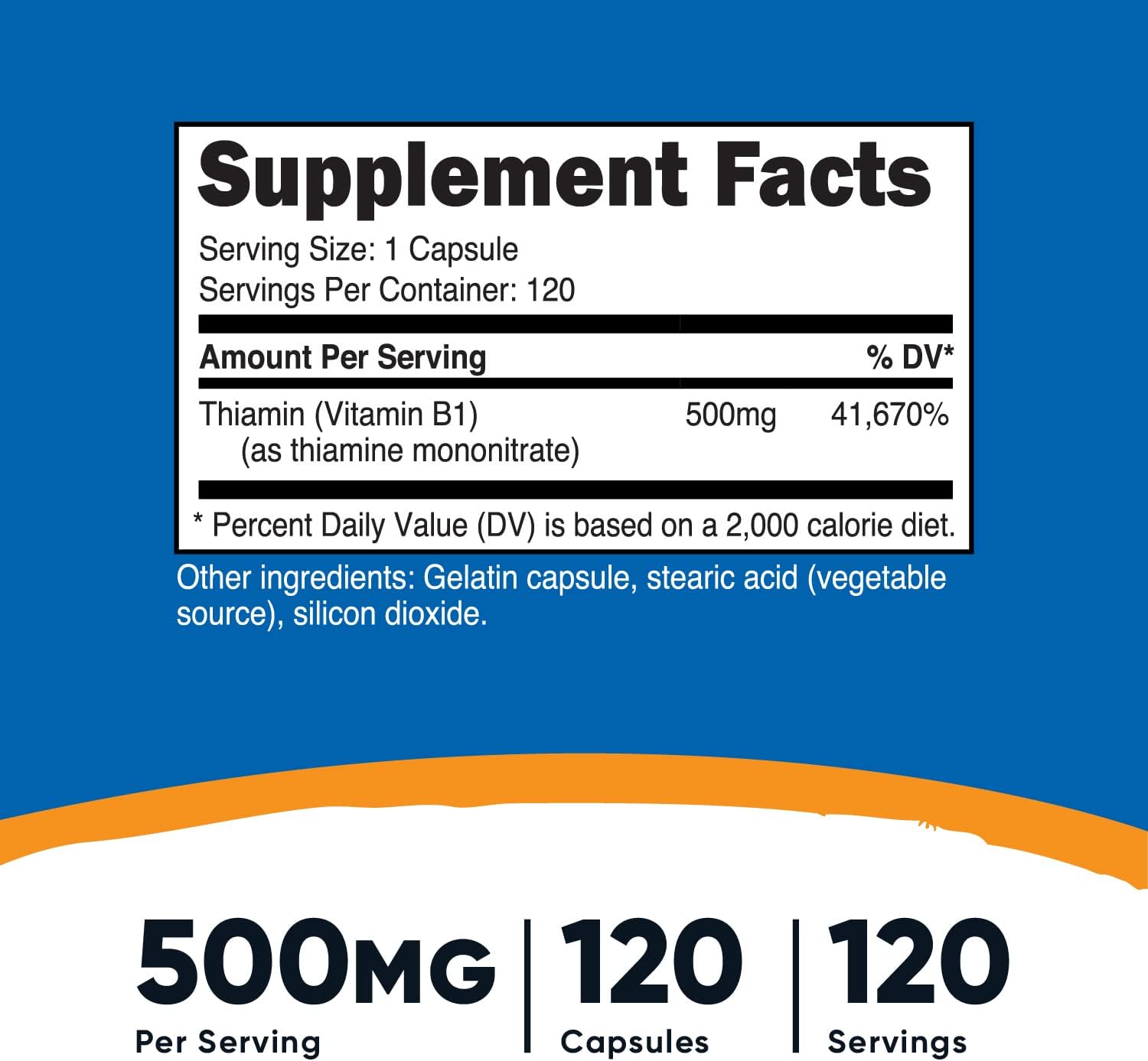 Nutricost Vitamin B1 (Thiamine) 500mg, 120 Capsules (2-Pack)
