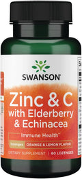 Swanson Zinc & C Lozenges con Saúco y Equinácea - Sabor Naranja y Limón (60 comprimidos)